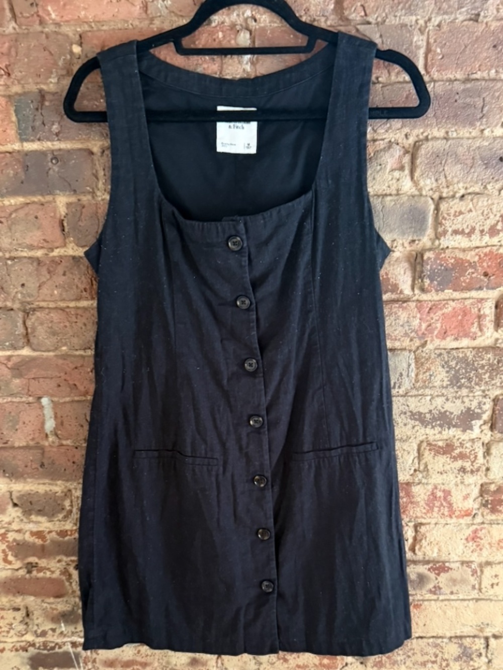The A&F Mara Squareneck Linen-Blend Vest Mini Dress